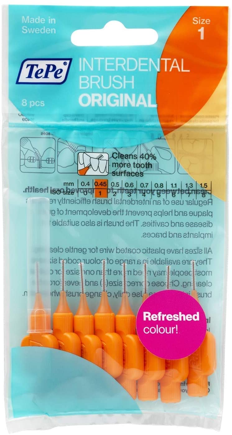 TePe Interdental Brushes Orange Size 1 0.45mm 8pk Dental Hygiene Clinic