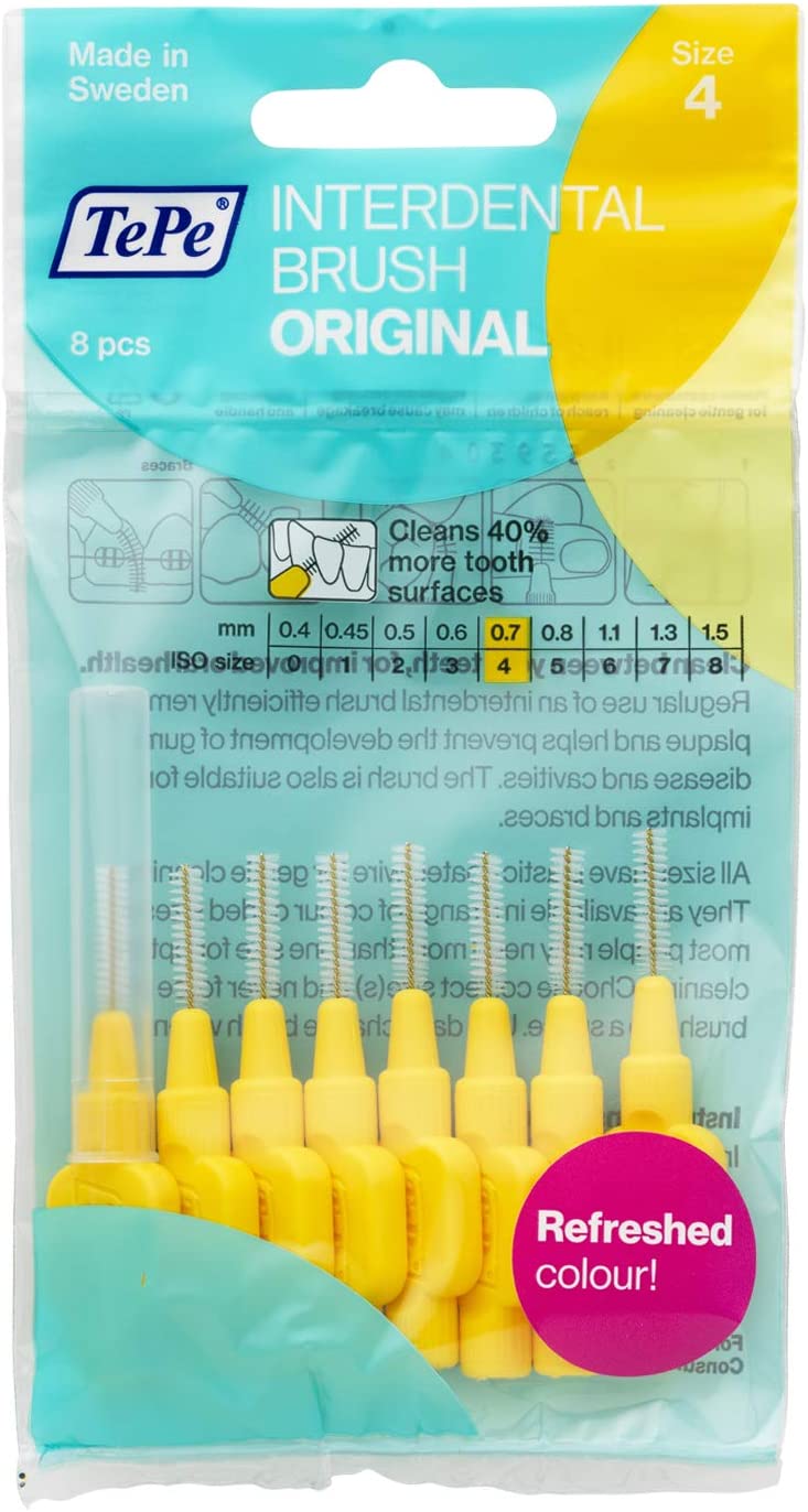 TePe Interdental Brushes Yellow Size 4 0.7mm 8pk Dental Hygiene Clinic